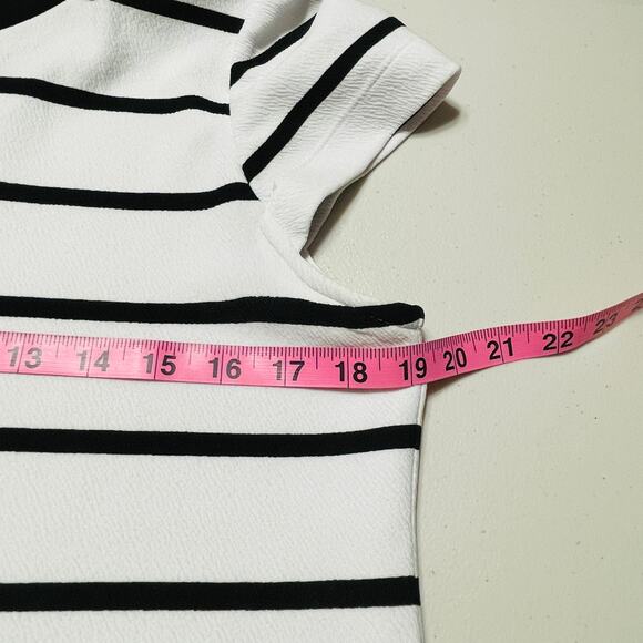 Jessica Simpson White Black Stripes Pink Floral Short Sleeve Shift Dress Plus 14 - Picture 12 of 14